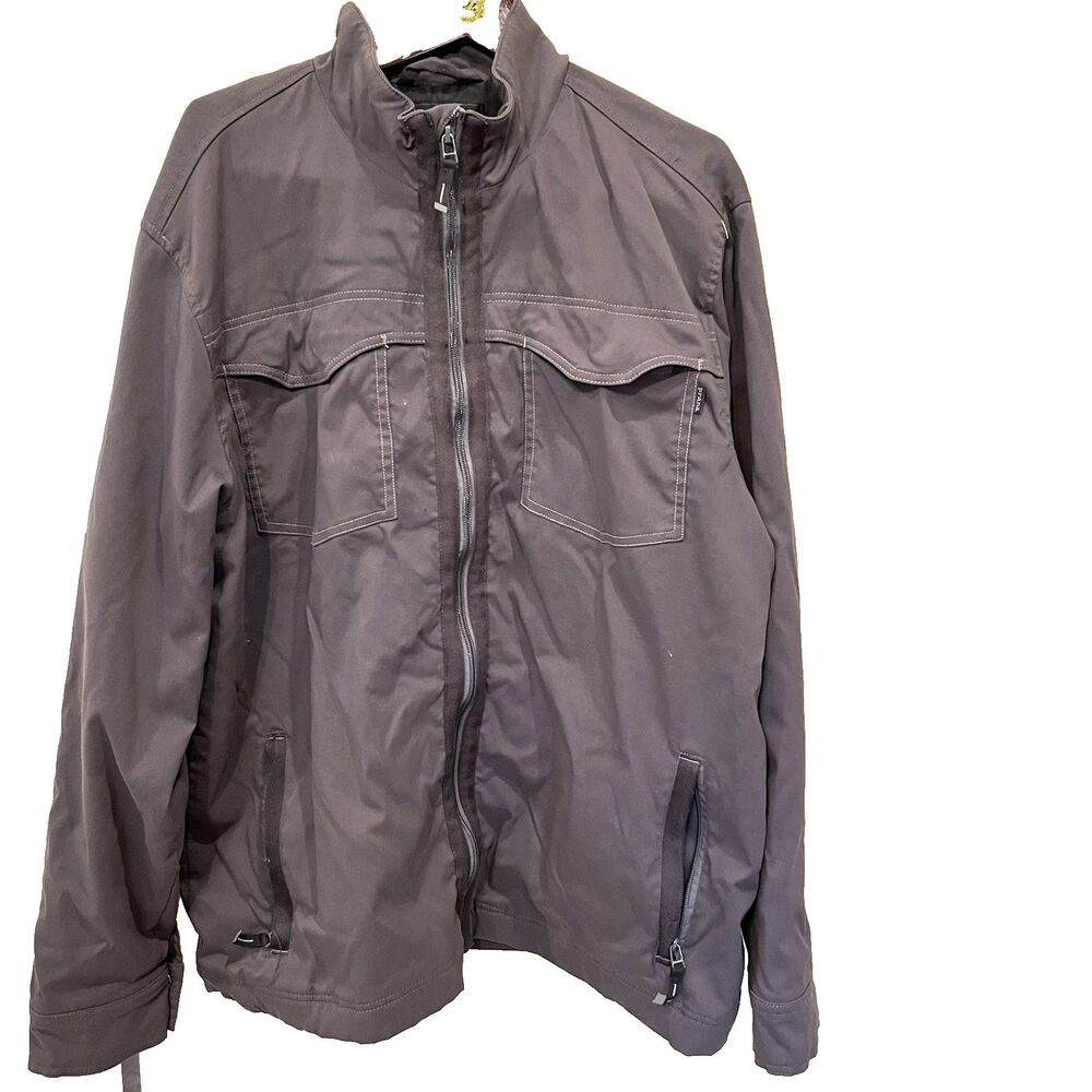 PrAna Jacket Mens XXL Gray Lined Medium Weight Full Zip Outdoors Workwear